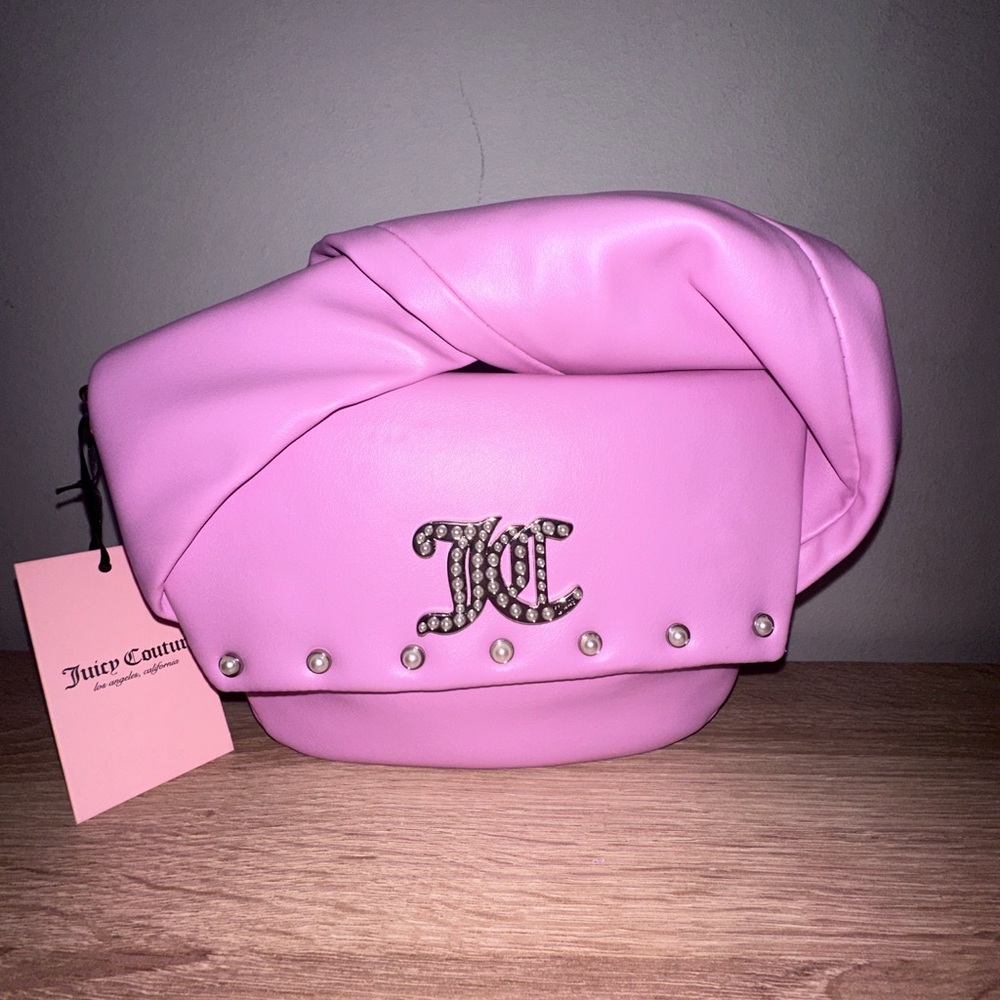 NWT Juicy Couture Fondant Pink Soft Bow Rhinestone Crossbody Bag Lilac